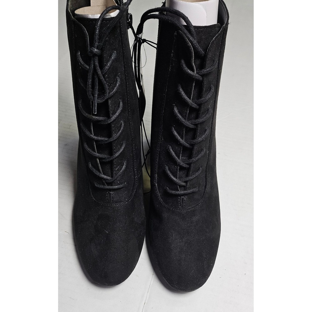 A New Day Elna Black Lace Up Block Heel Ankle Boots 9.5 096 10 3224
